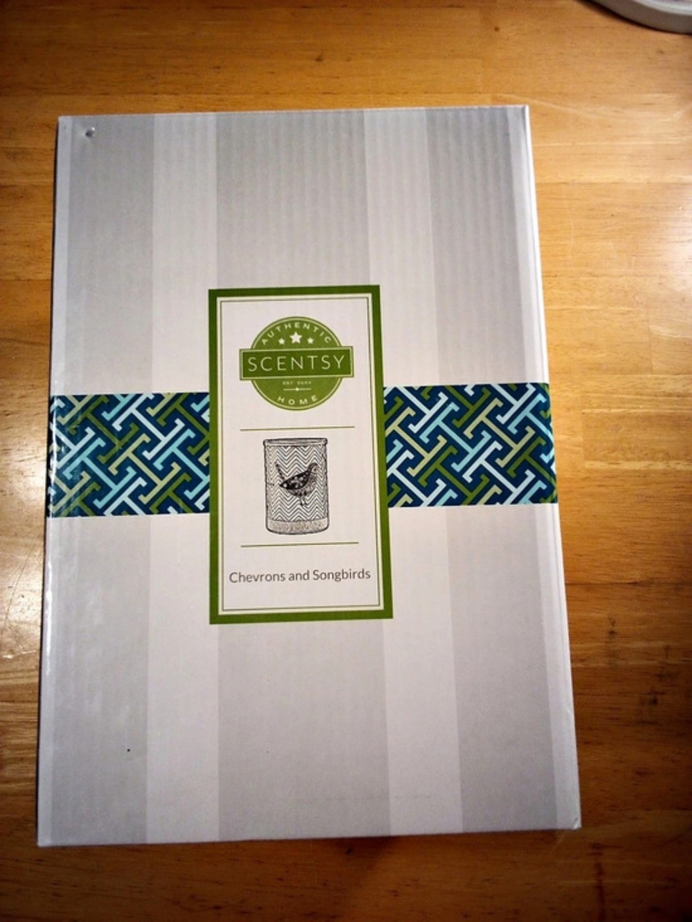 Scentsy Chevrons and Songbirds Wax Warmer White & Blue Retired New